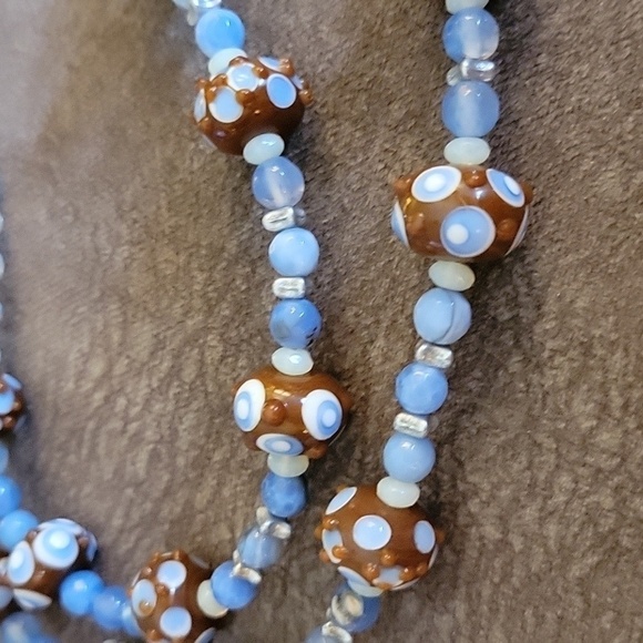 HANDMADE Agate Quartz Lampwork Beaded Artsy Opera Necklace - Picture 5 of 7